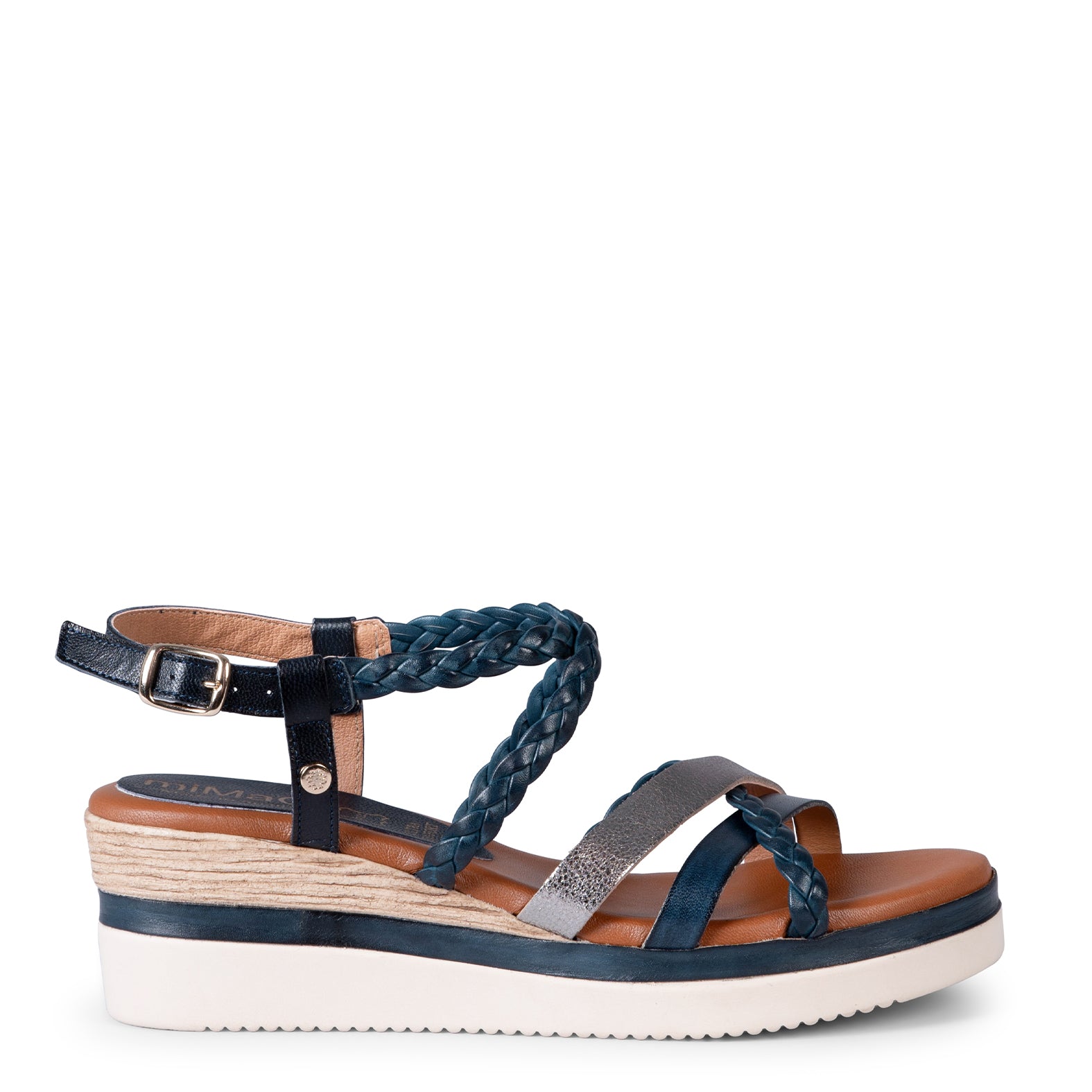 GLADYS - NAVY AND LEAD BICOLOR WEDGE SANDAL