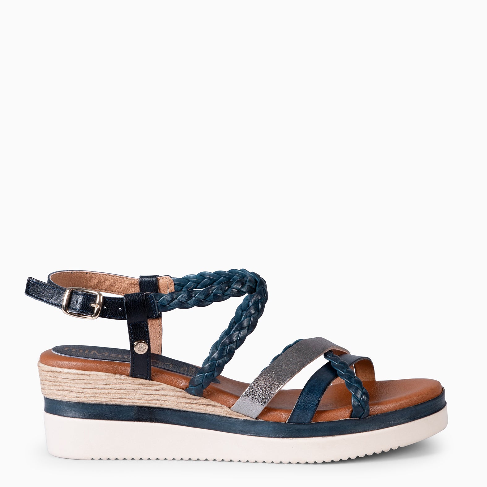 GLADYS - NAVY AND LEAD BICOLOR WEDGE SANDAL