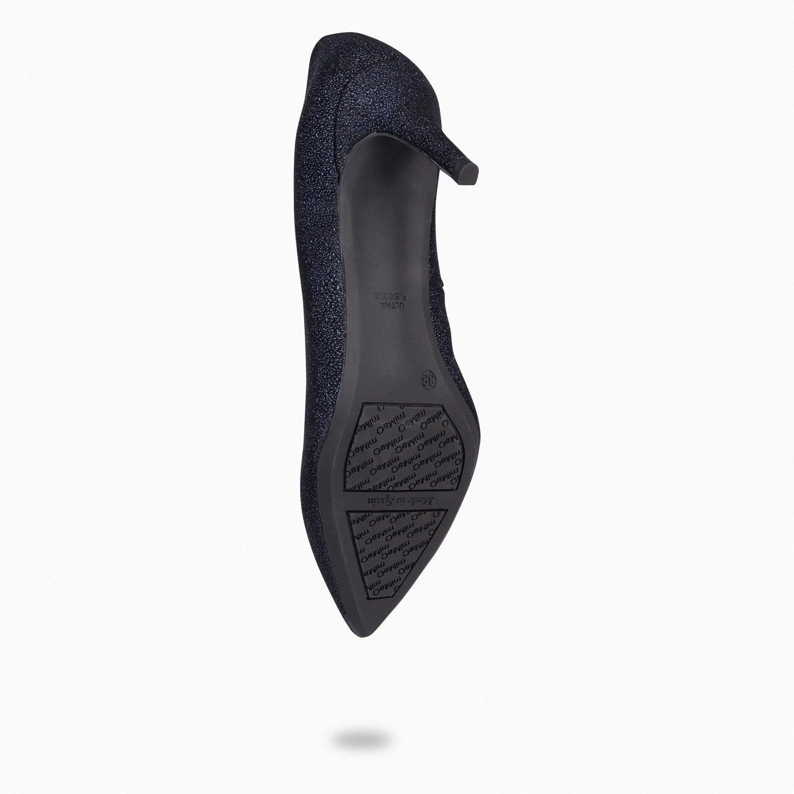 STILETTO BRIGHT - Zapatos de tacón de aguja con textura de grano brillante MARINO