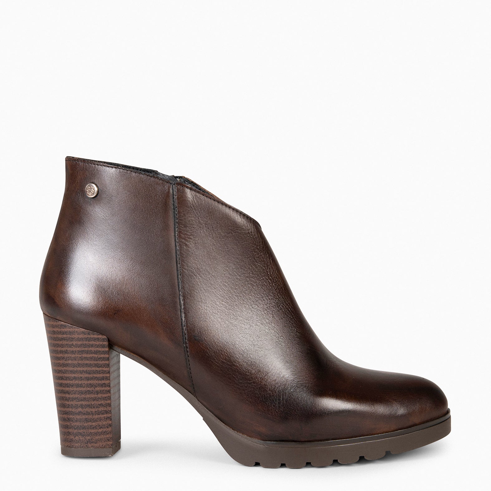 CLASSIC Botines de mujer con tacón en MARRON miMaO ®