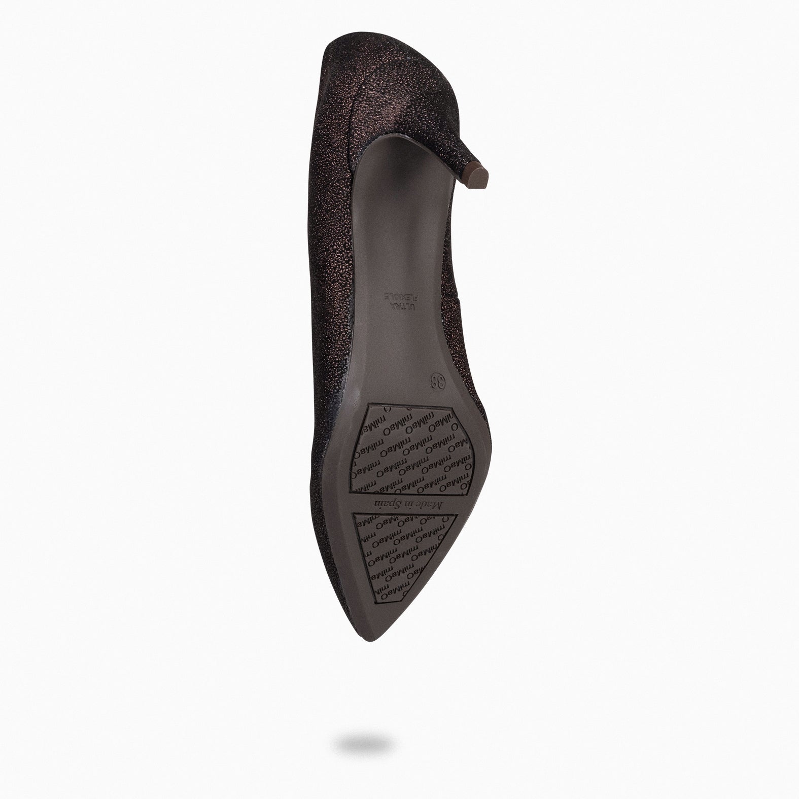 STILETTO BRIGHT - Zapatos de tacón de aguja con textura de grano brillante MARRÓN