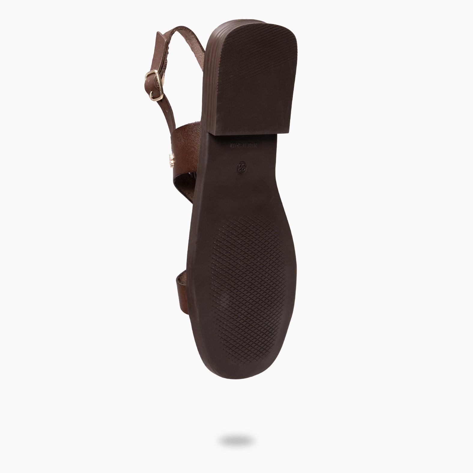 HELIA - Sandalias planas de piel MARRON
