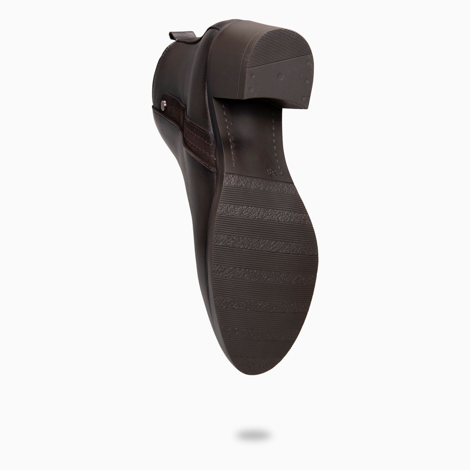 MONTSE – Botín de tacón ancho de piel MARRON