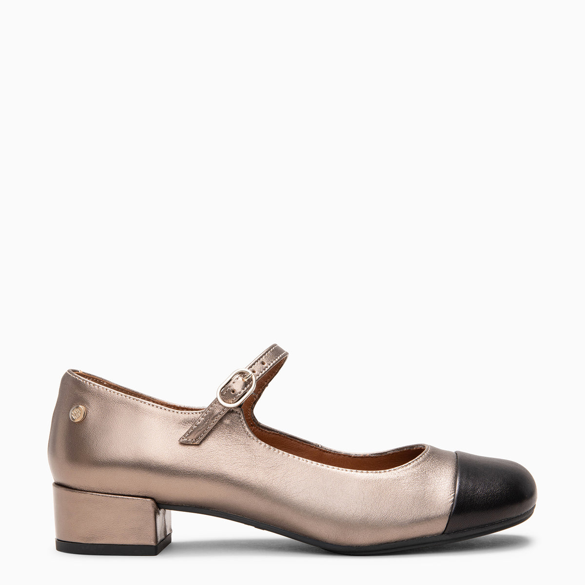 FLORA - Mercedita con tacón de piel bicolor METAL
