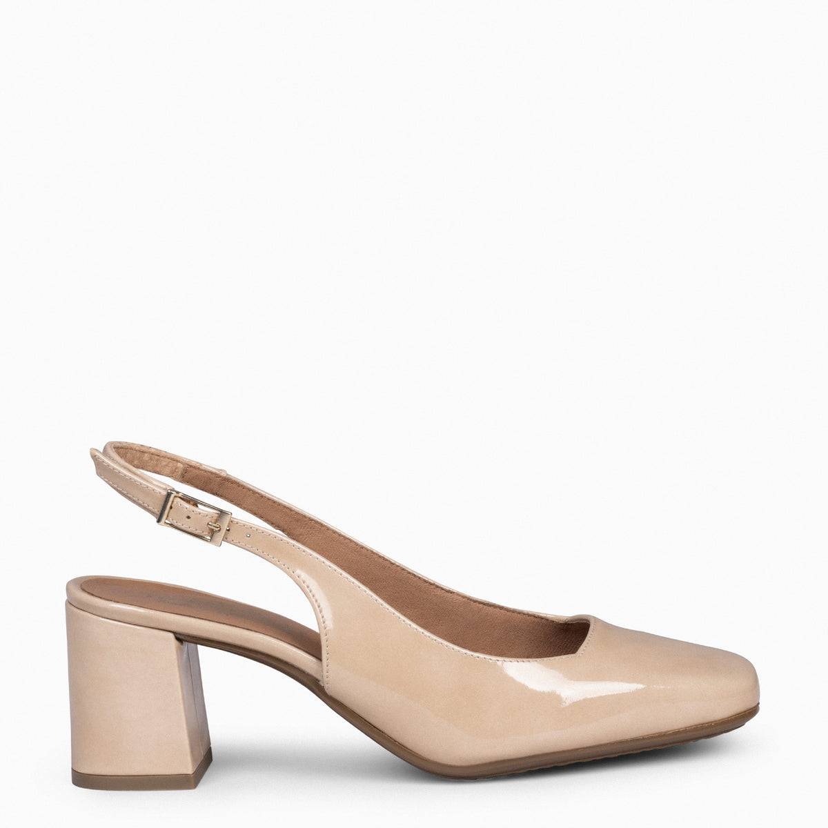 SOPHÍA - Zapato tacón ancho destalonado BEIGE