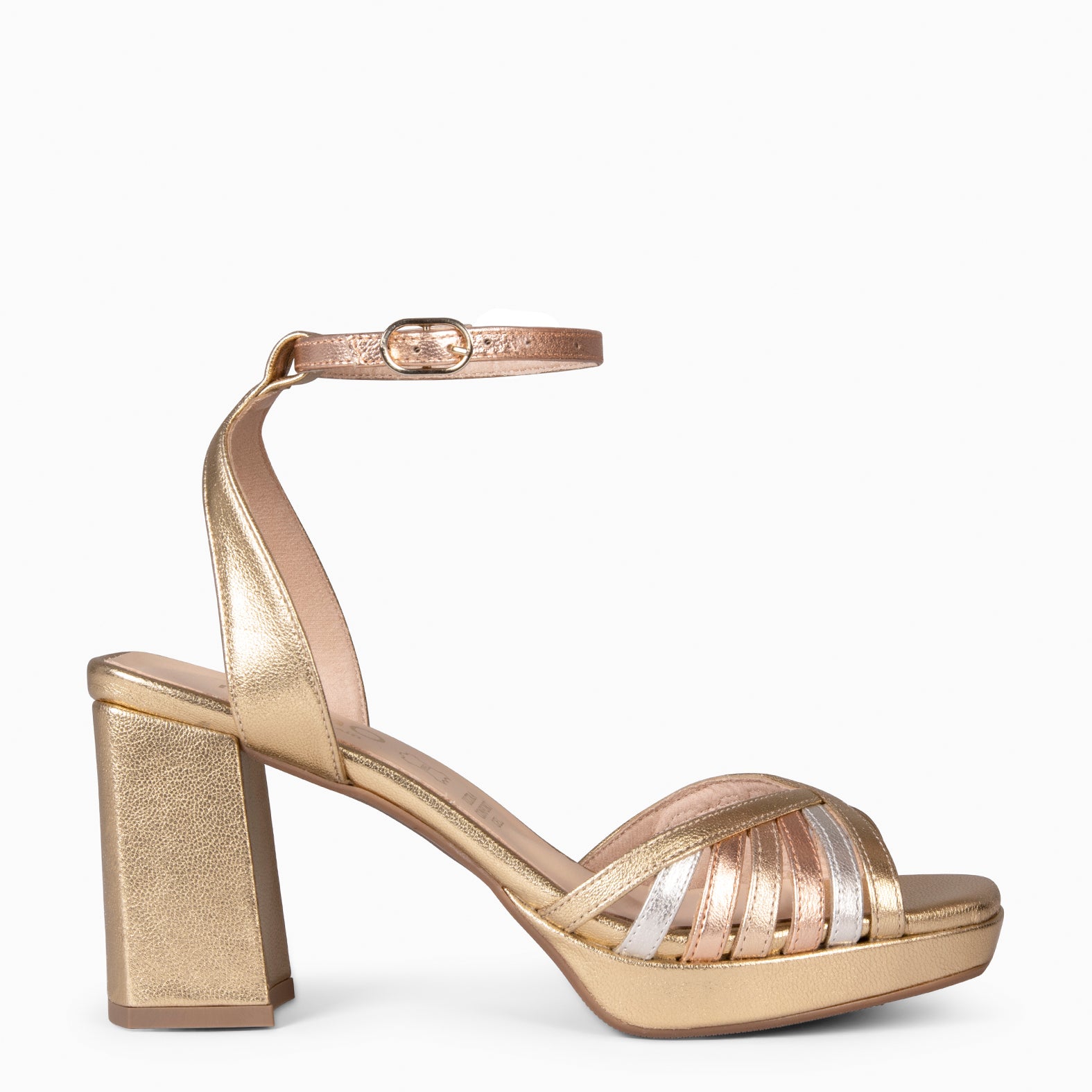 CRISTEL - SANDALIAS ELEGANTES DE TACÓN DE VESTIR MULTIMETAL - miMaO ®