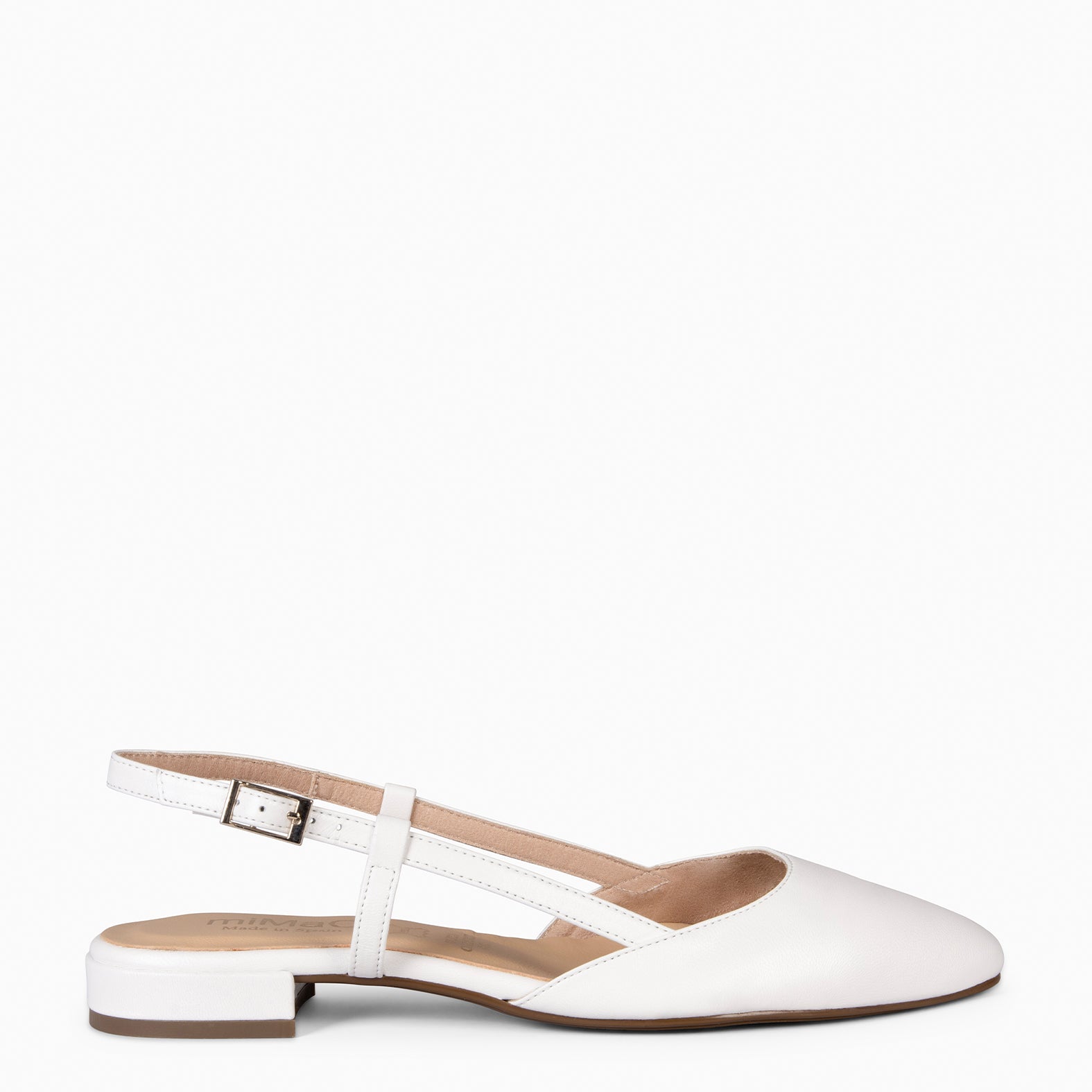 BRUNCH - Slingbacks à petit talon en cuir NACRE