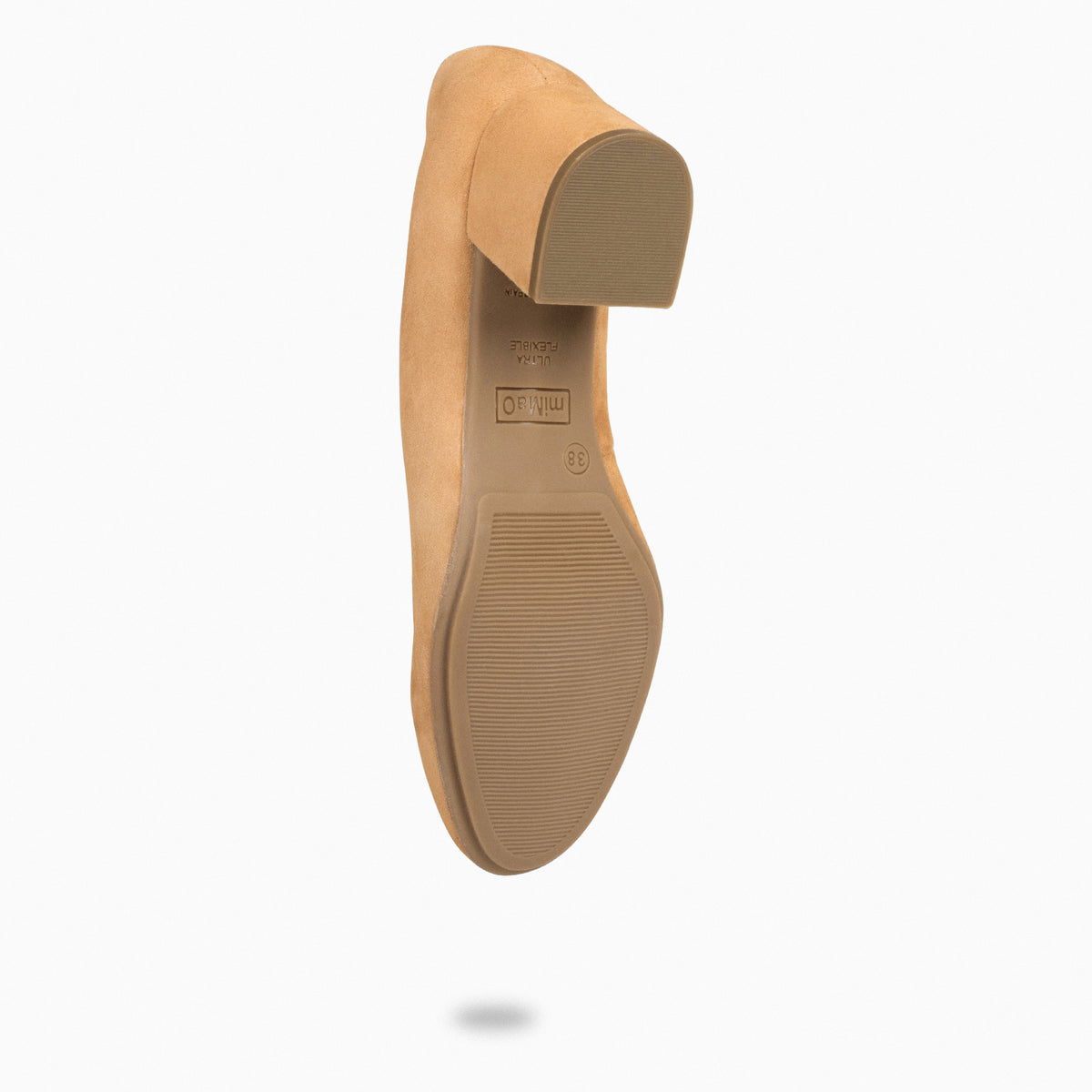 URBAN ROUND – CAMEL suede leather low heels