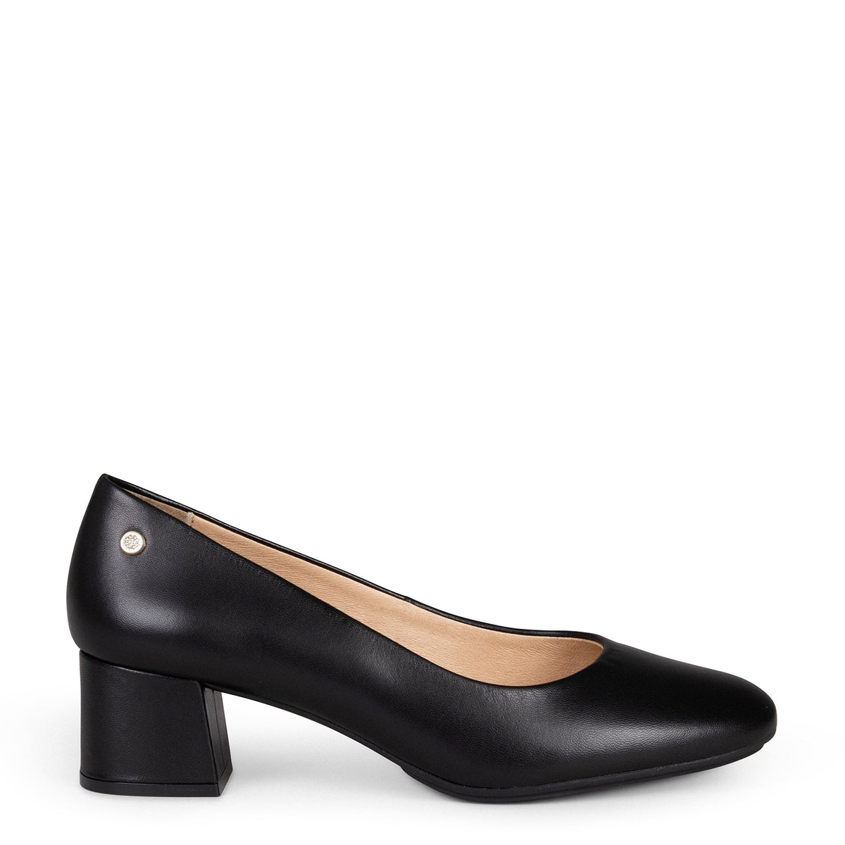 URBAN ROND SALÓN – Chaussures à talon bas en cuir NOIR