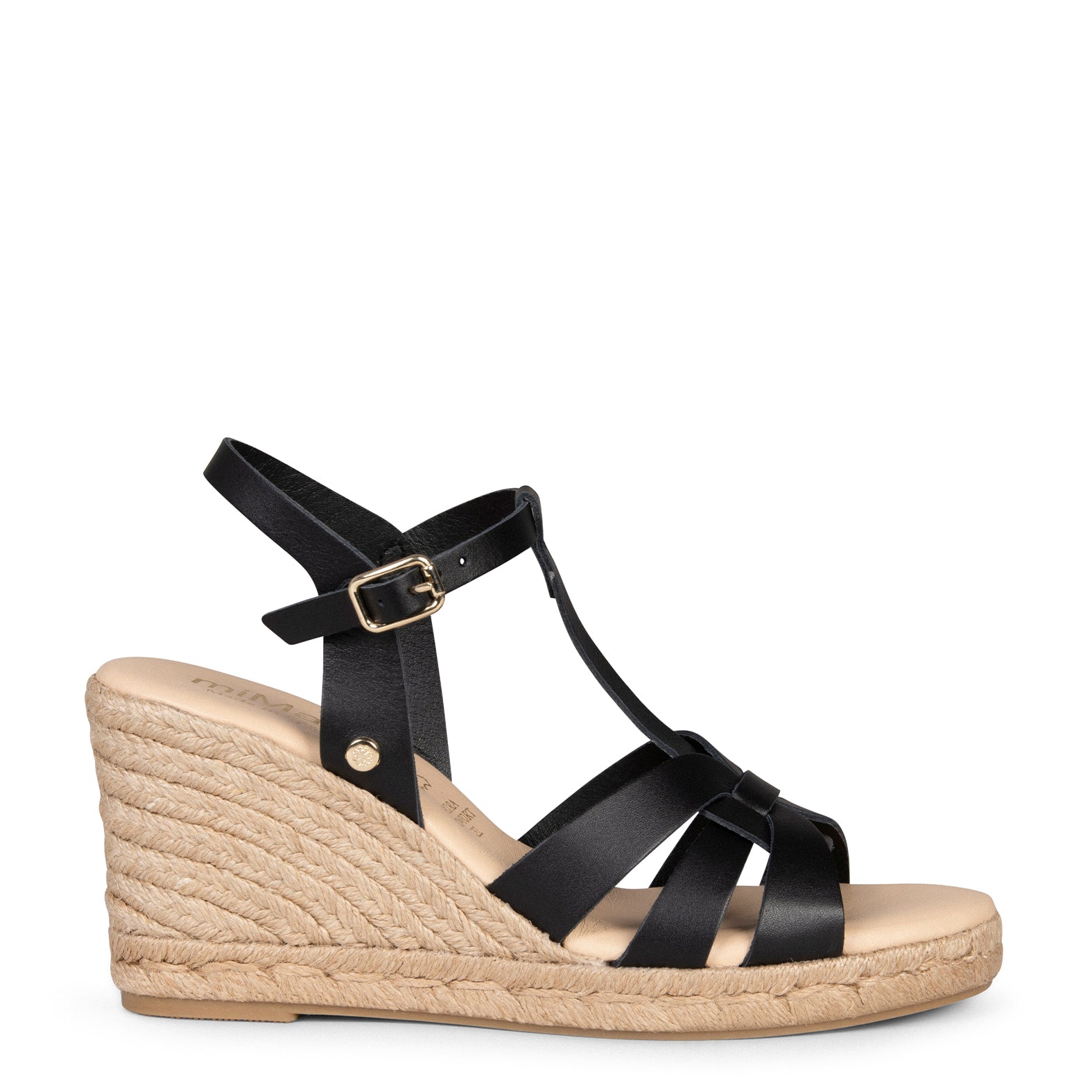 VALERIA – Espadrilles avec lanières en cuir NOIR
