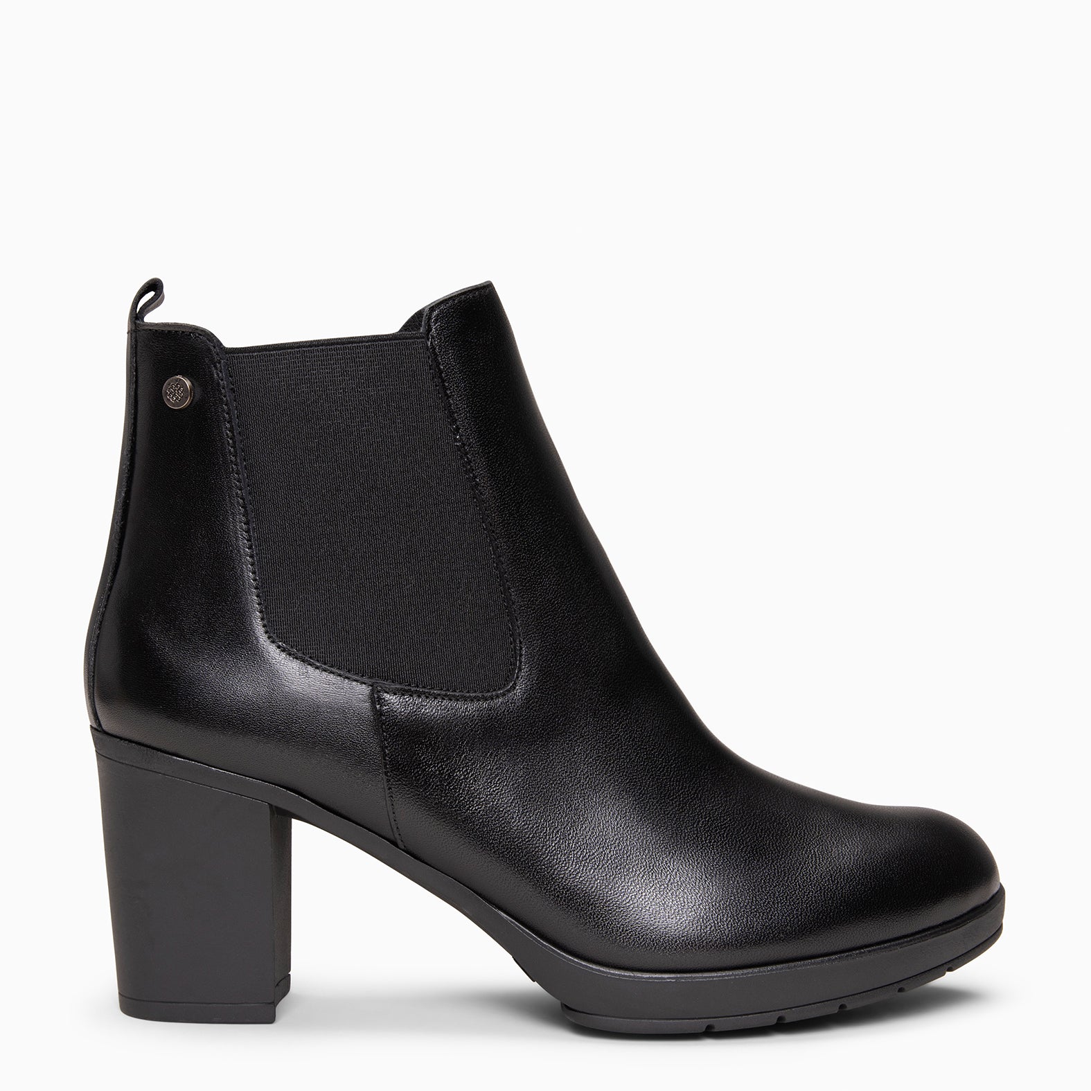 SABRINA – Botin de tacón alto con elástico lateral NEGRO