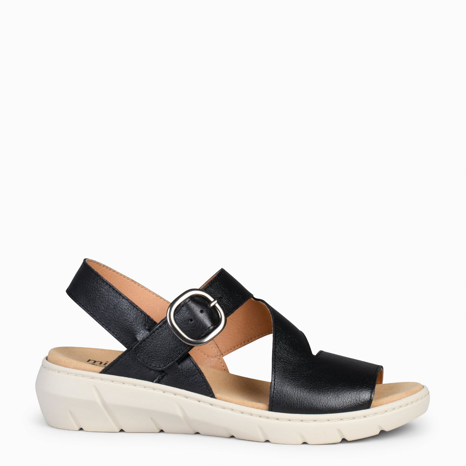 NATURA - BLACK SANDALS WITH REMOVABLE INSOLE