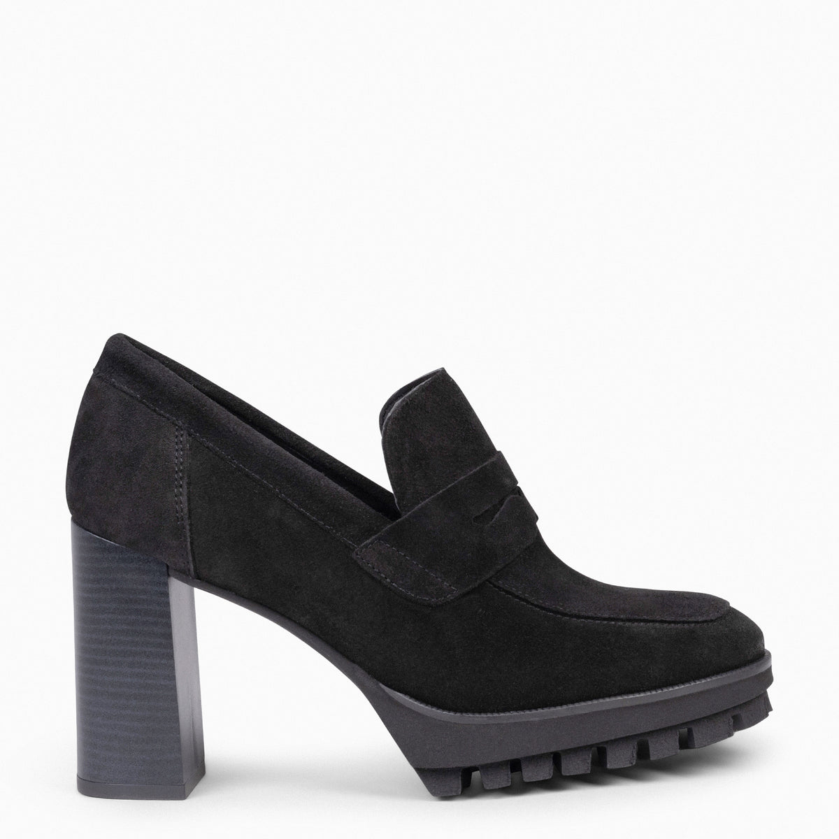 TREND – Mocasín con tacón y plataforma NEGRO