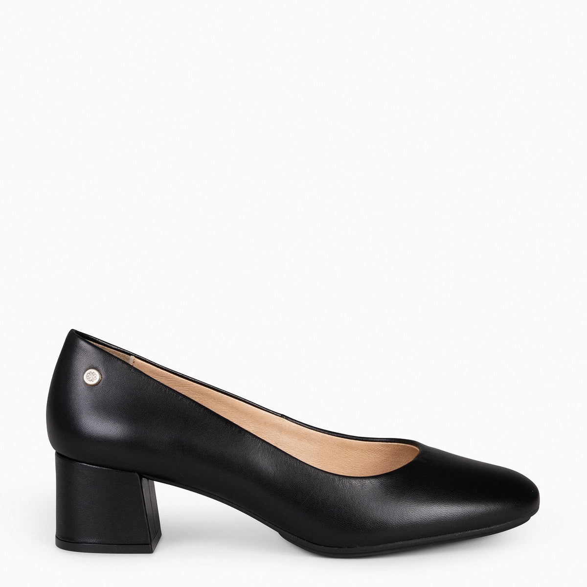 URBAN ROND SALÓN – Chaussures à talon bas en cuir NOIR