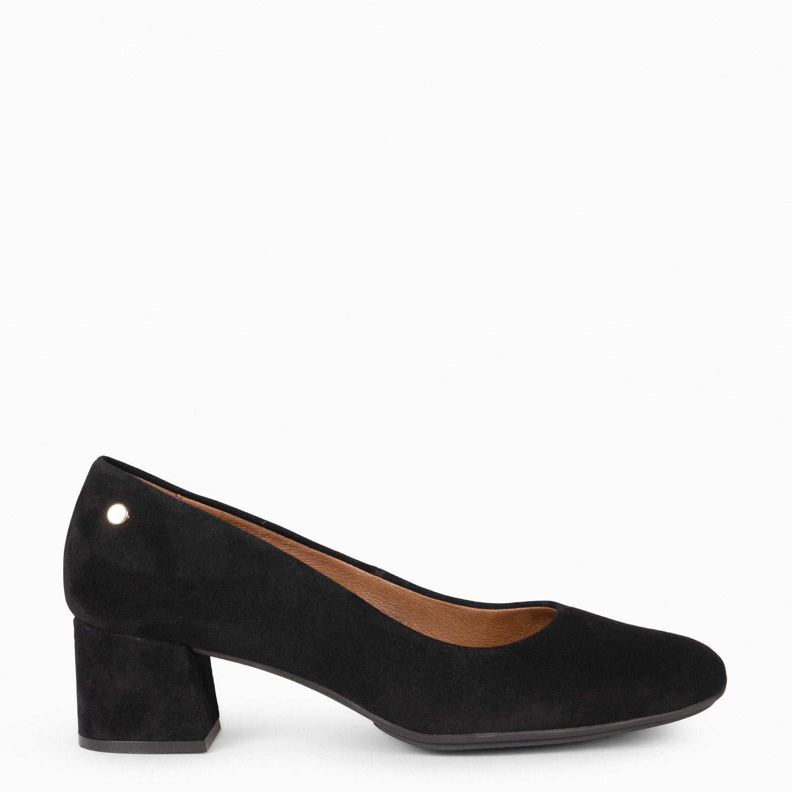 URBAN ROUND BLACK suede leather low heels miMaO ®