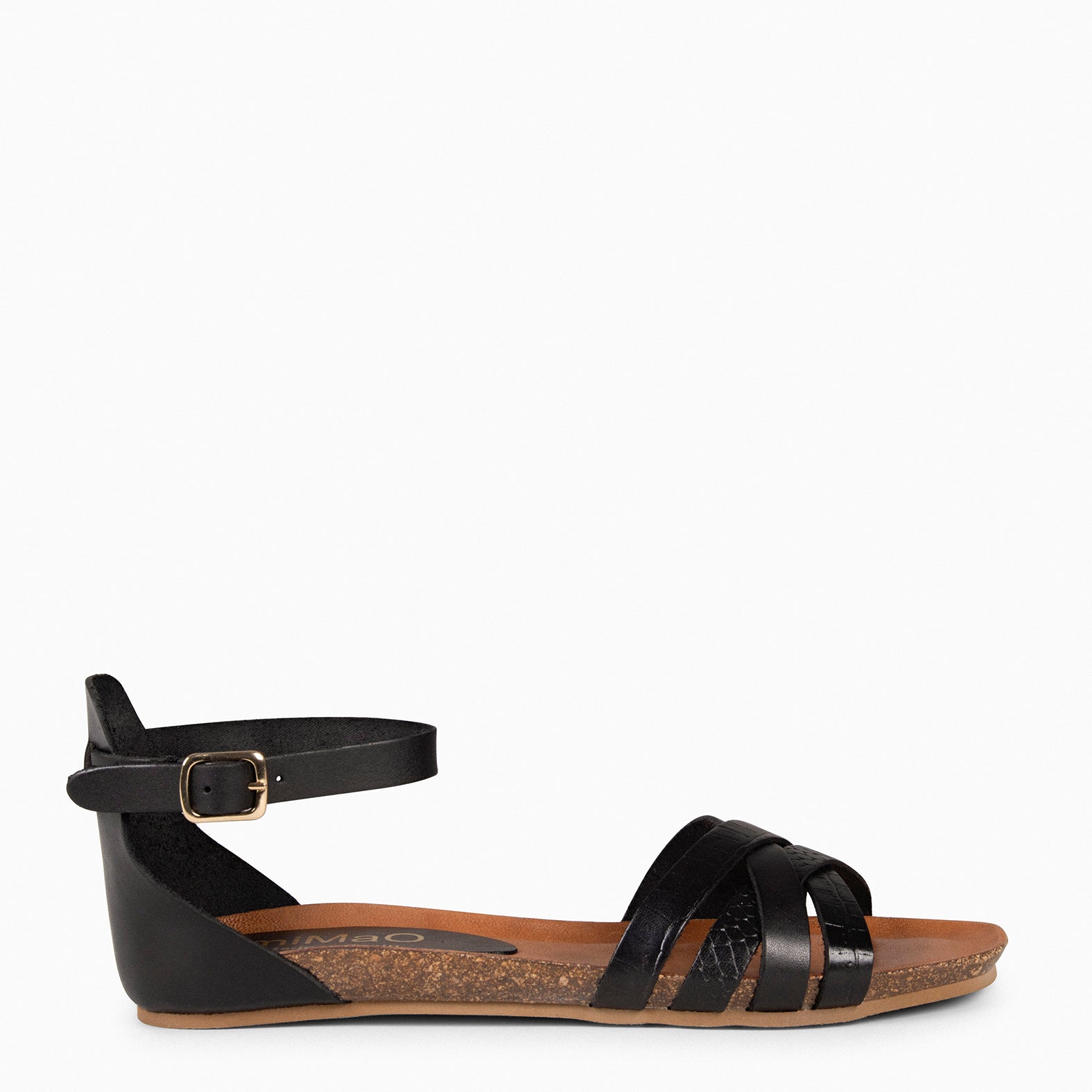 CRISSAL Sandalias planas talón cerrado NEGRO miMaO ®