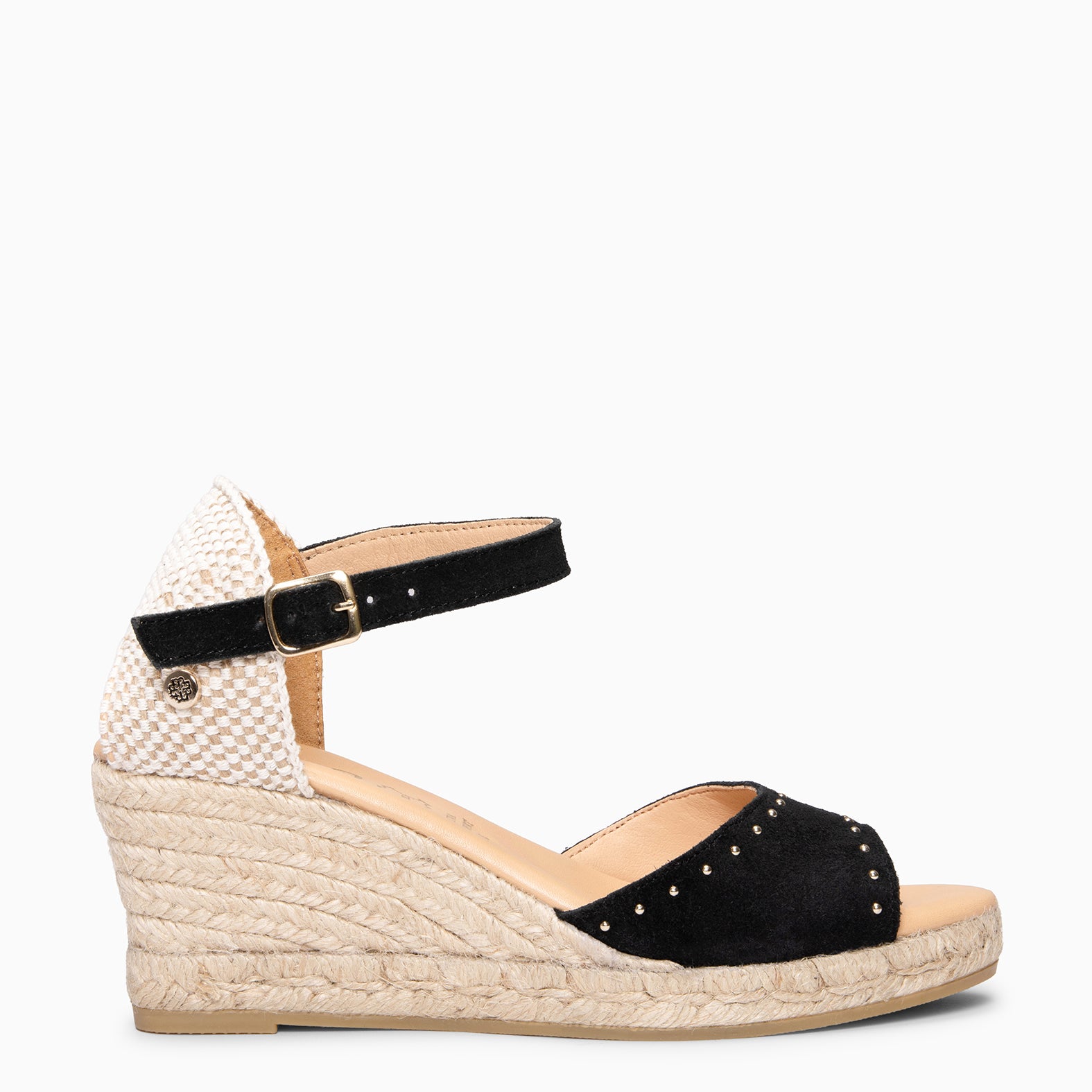 SAONA - Espadrilles peep toes en daim NOIR