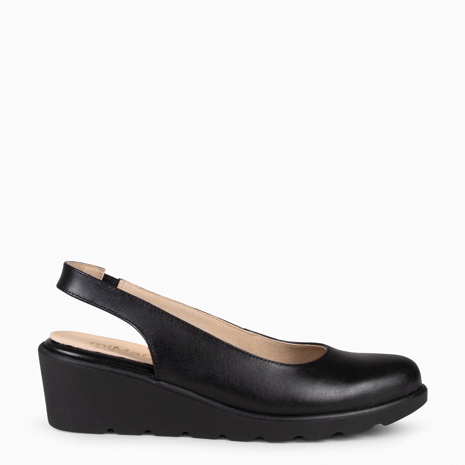 CLARISSE – Slingbacks à talon compensé NOIR