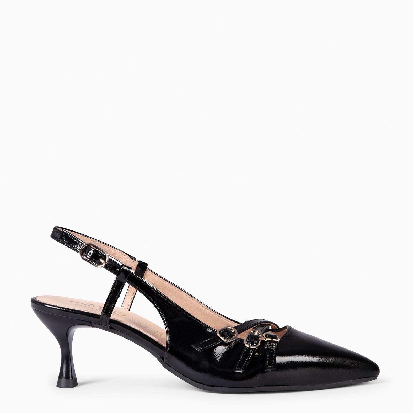 RITA - ZAPATOS DE TACÓN BAJO DESTALONADOS NEGRO