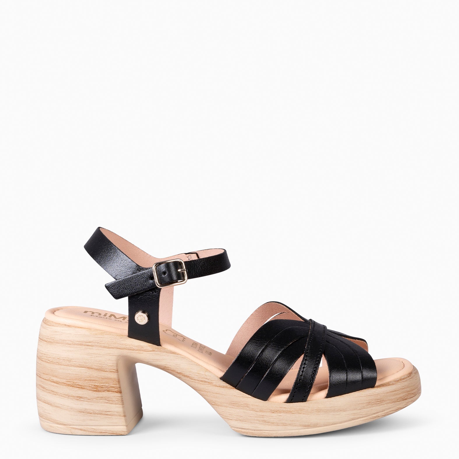 LANCY - BLACK CASUAL SANDALS WITH BLOCK HEEL