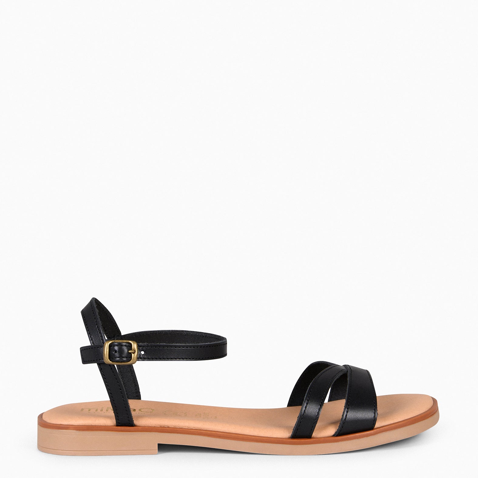 YAUNDE BLACK Flat Sandals miMaO ® - Main Image