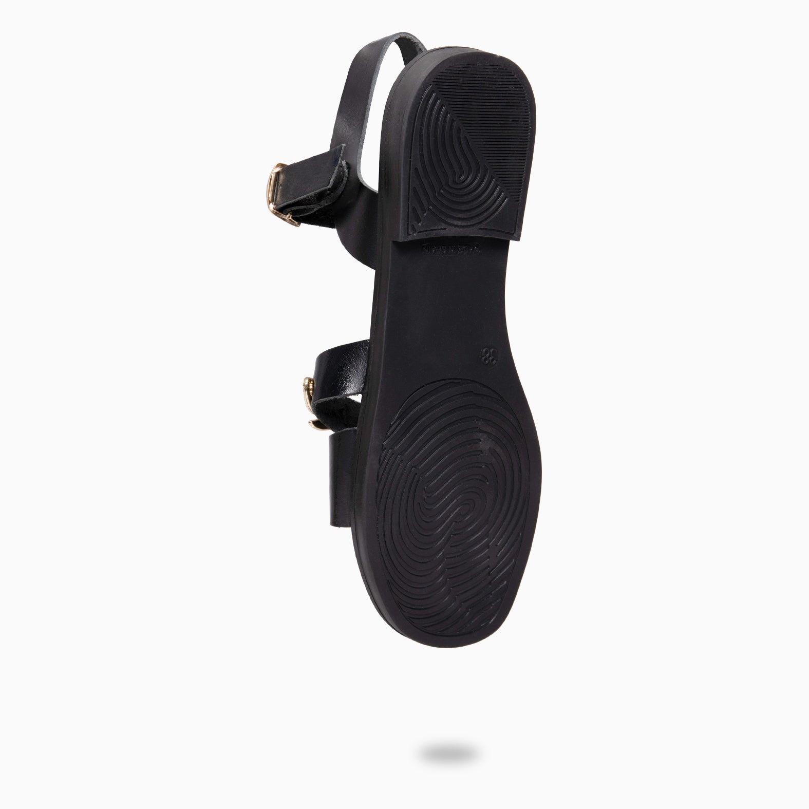 THEMIS - BLACK Flat leather sandals