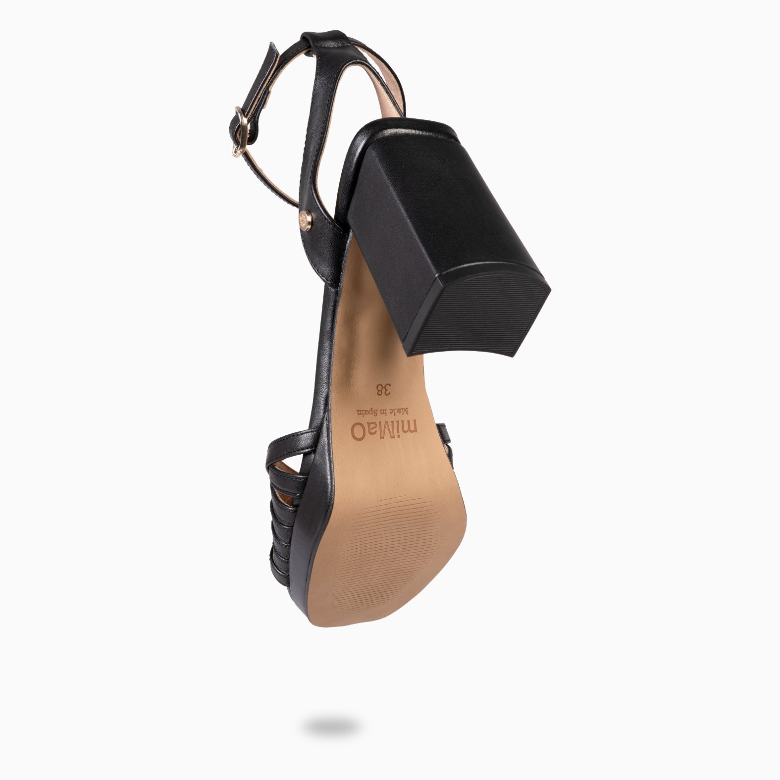 CRISTEL – Sandales à talon large et plateforme NOIR