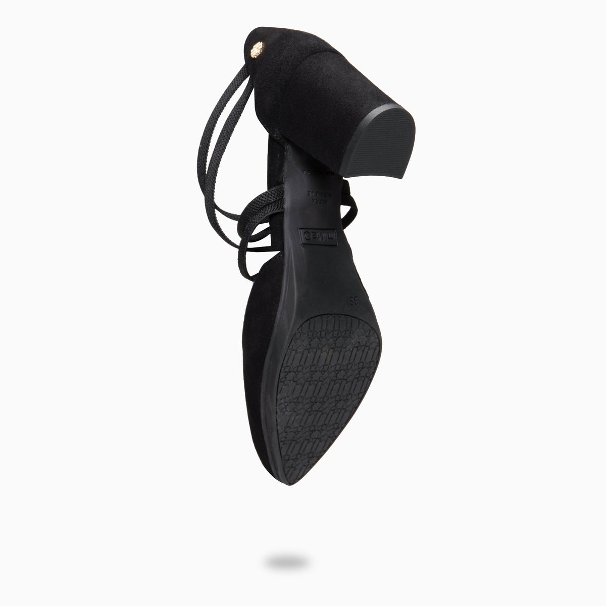 CINDY - BLACK Heeled shoes with crossed elastic straps