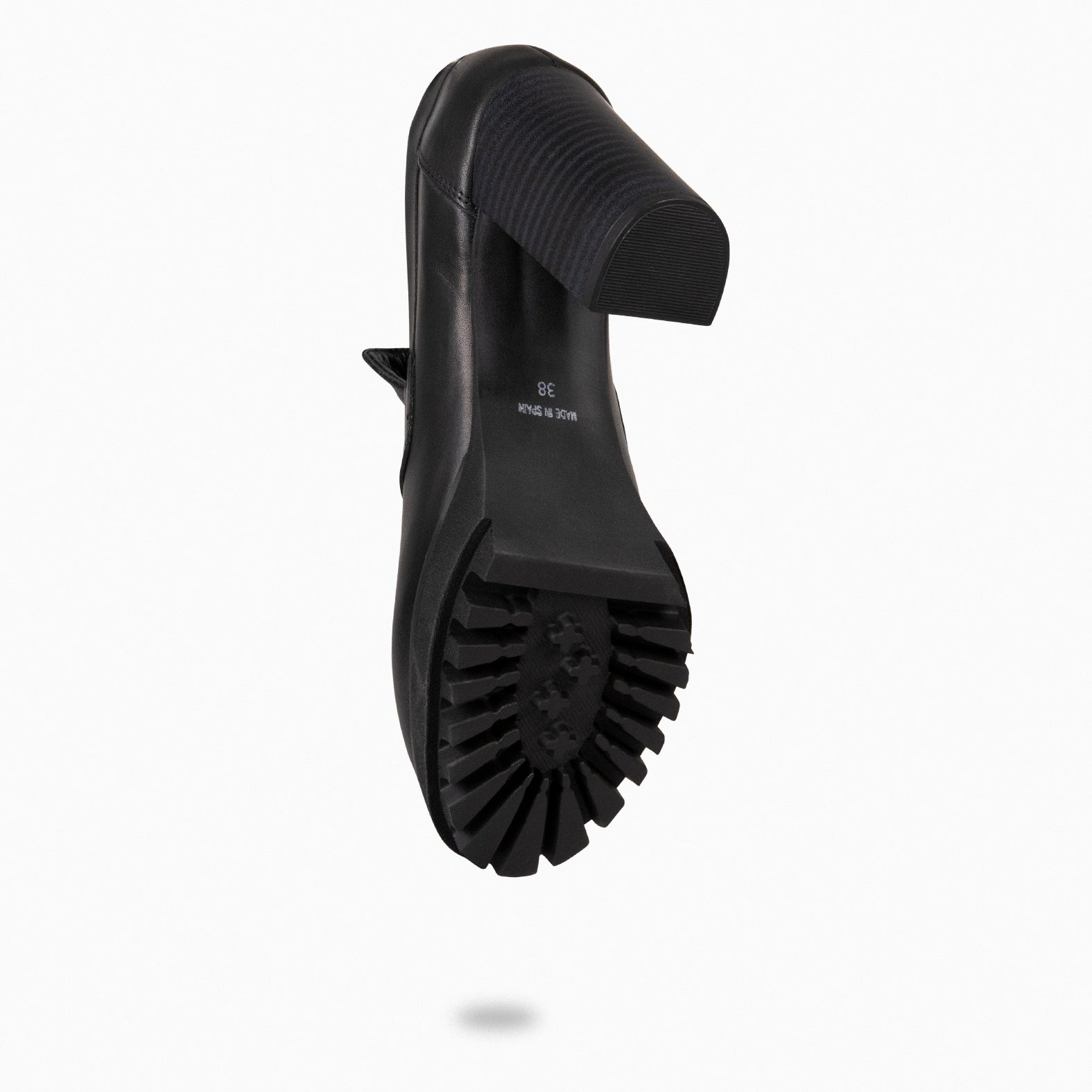 TREND - Mocassin à talon haut en cuir NOIR