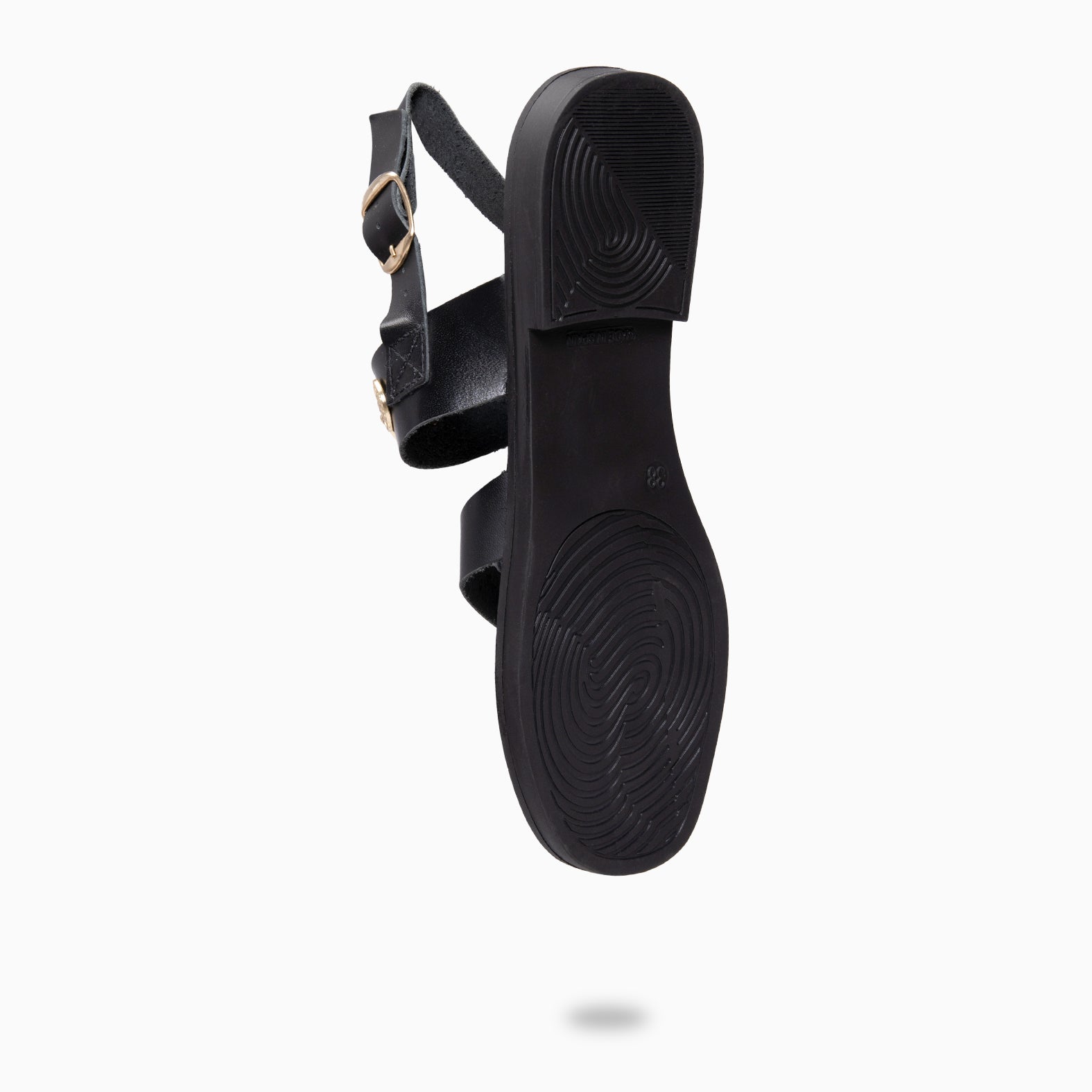 HERA - BLACK Flat leather sandals
