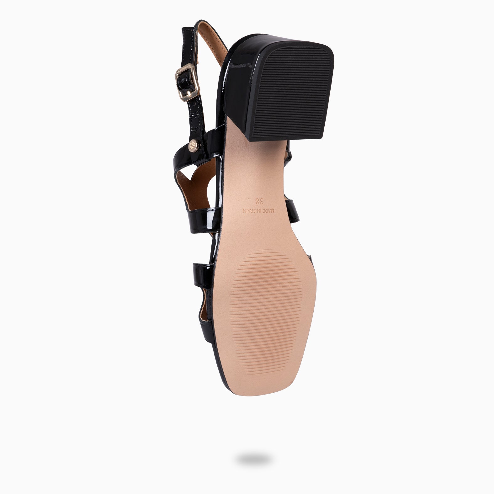 SARA - BLACK WIDE HEELED SANDALS SHOES