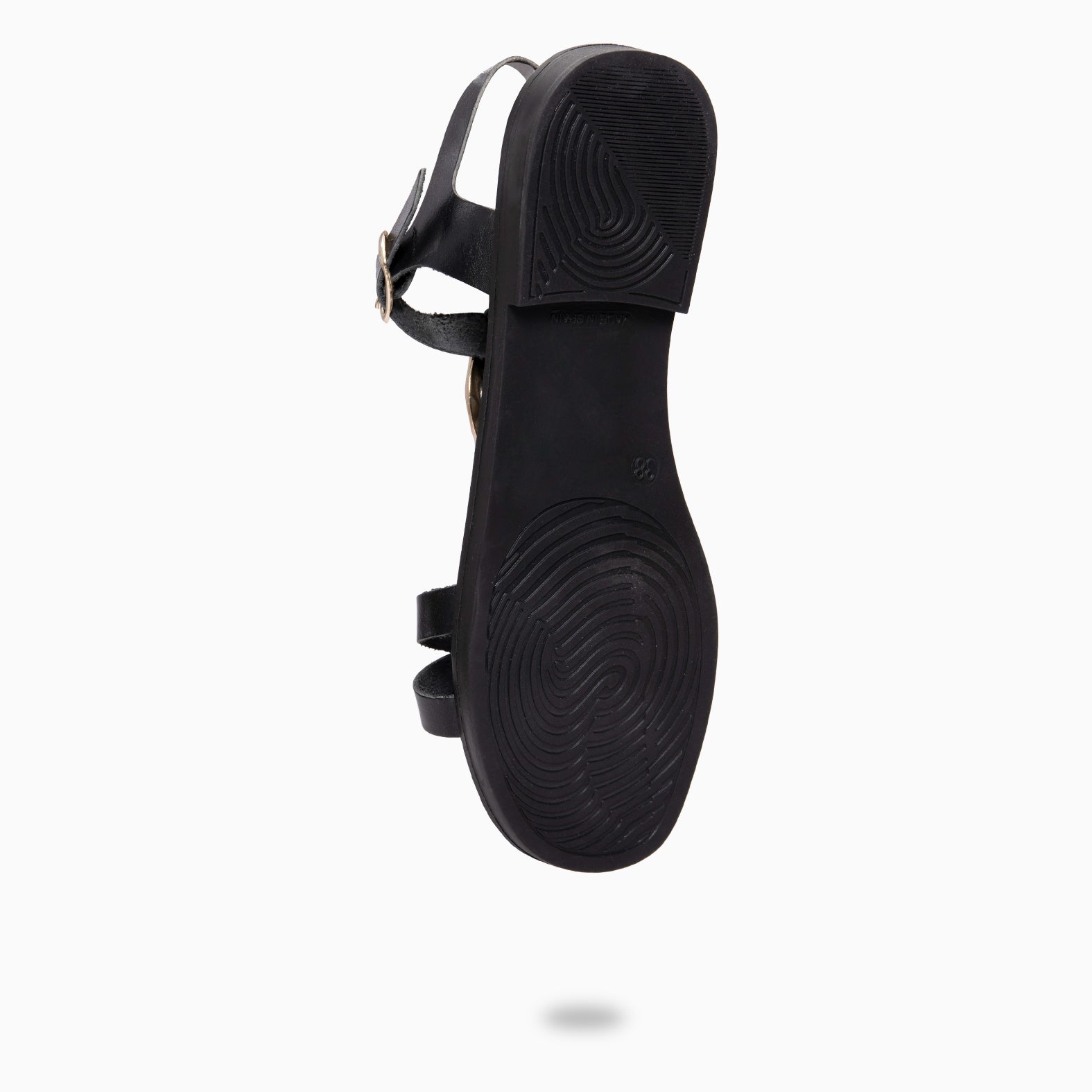THALIA - Sandalias de piel planas NEGRO