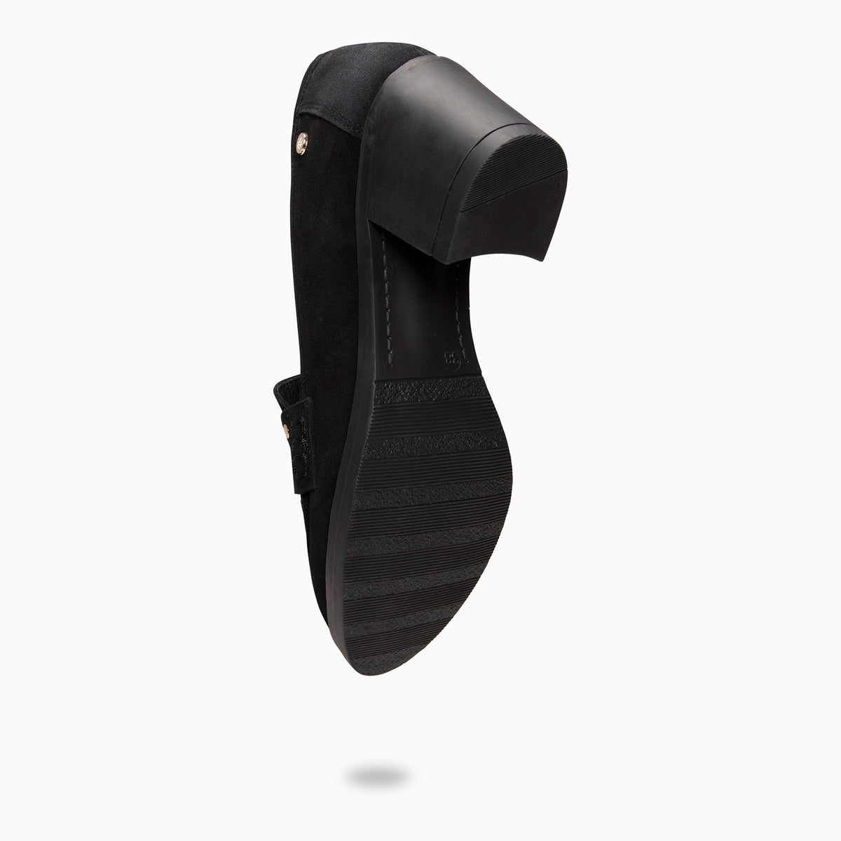 LATTÉ - ZWART Mocassin van suède met hak