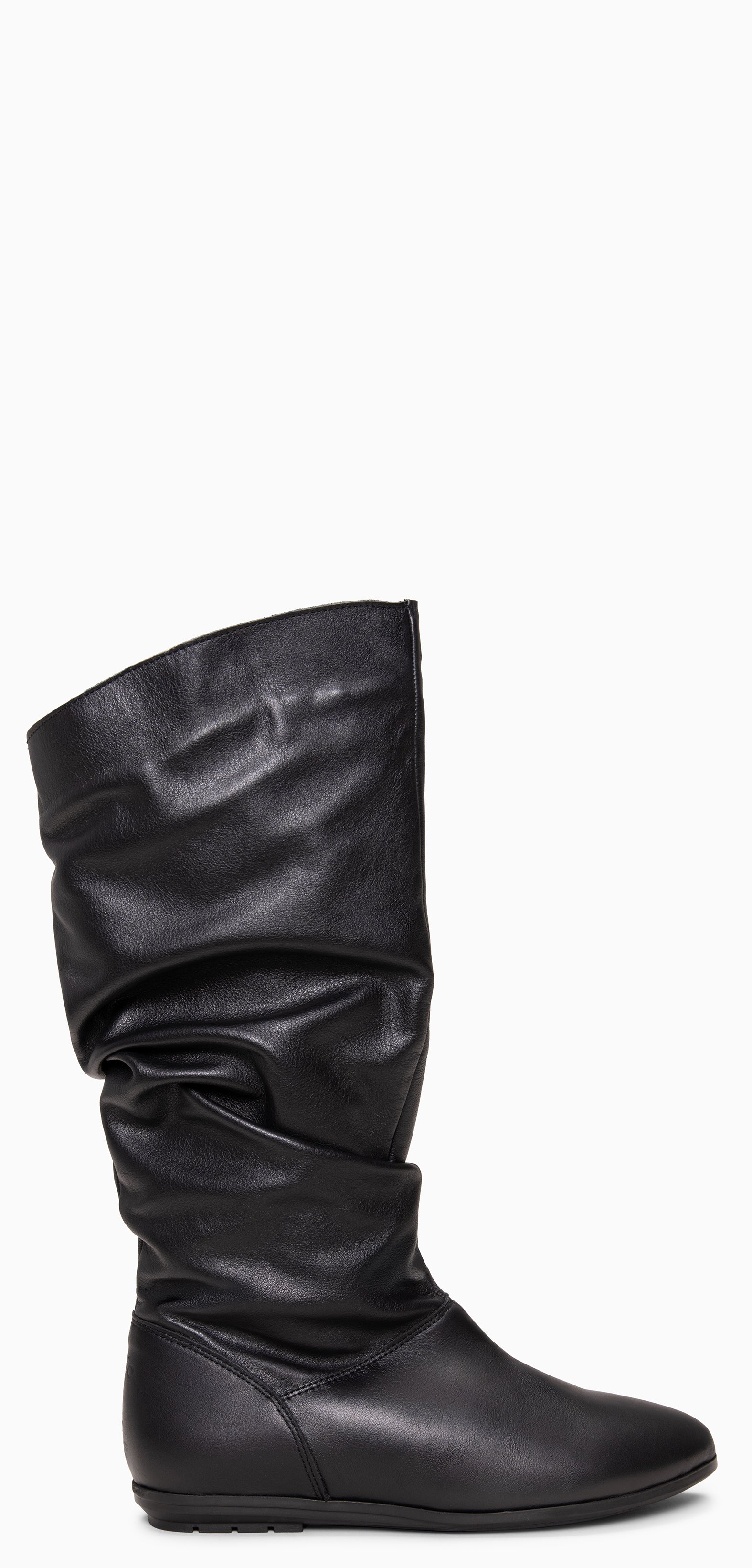 FIONA - Botas arrugadas de piel NEGRO