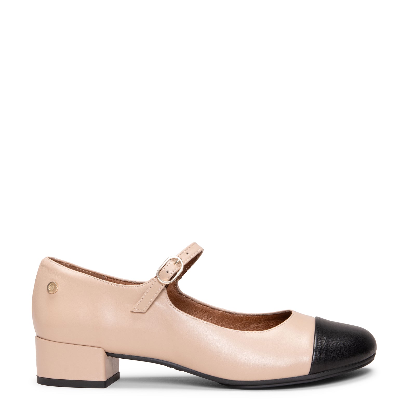 FLORA - NUDE Mary Jane with bicolor leather heel