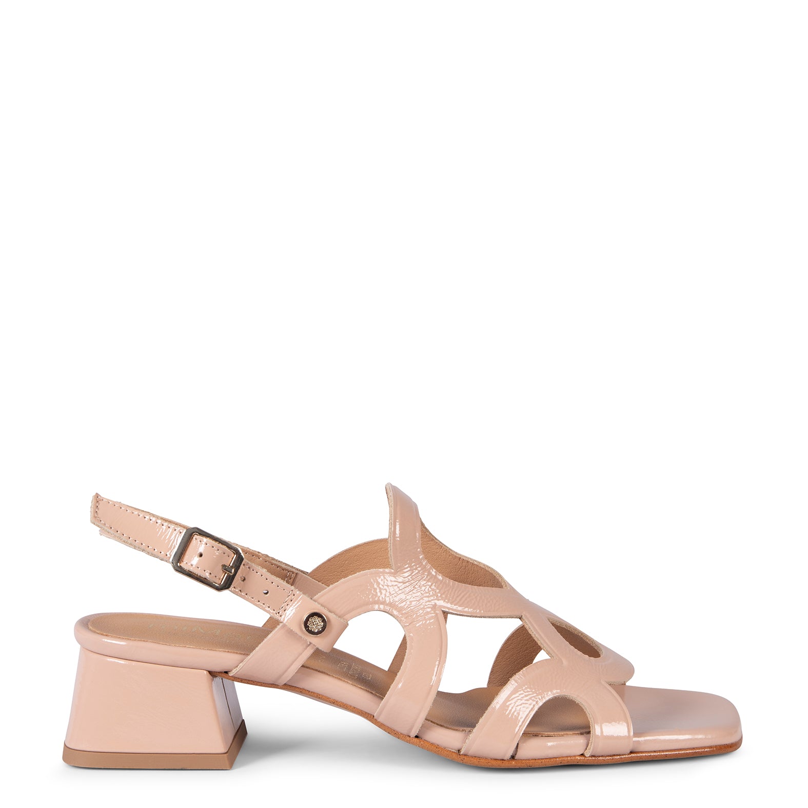SARA - NUDE WIDE HEELED SANDALS SHOES