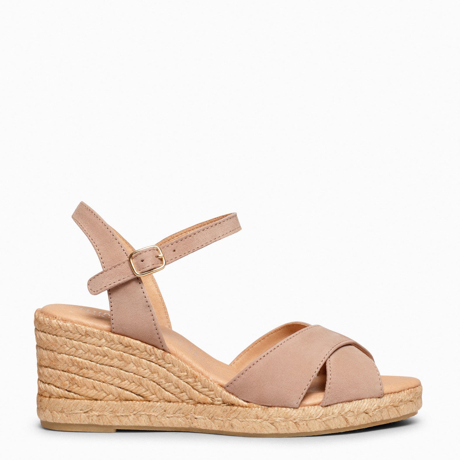 CALPE – Espadrilles à talon en daim NUDE