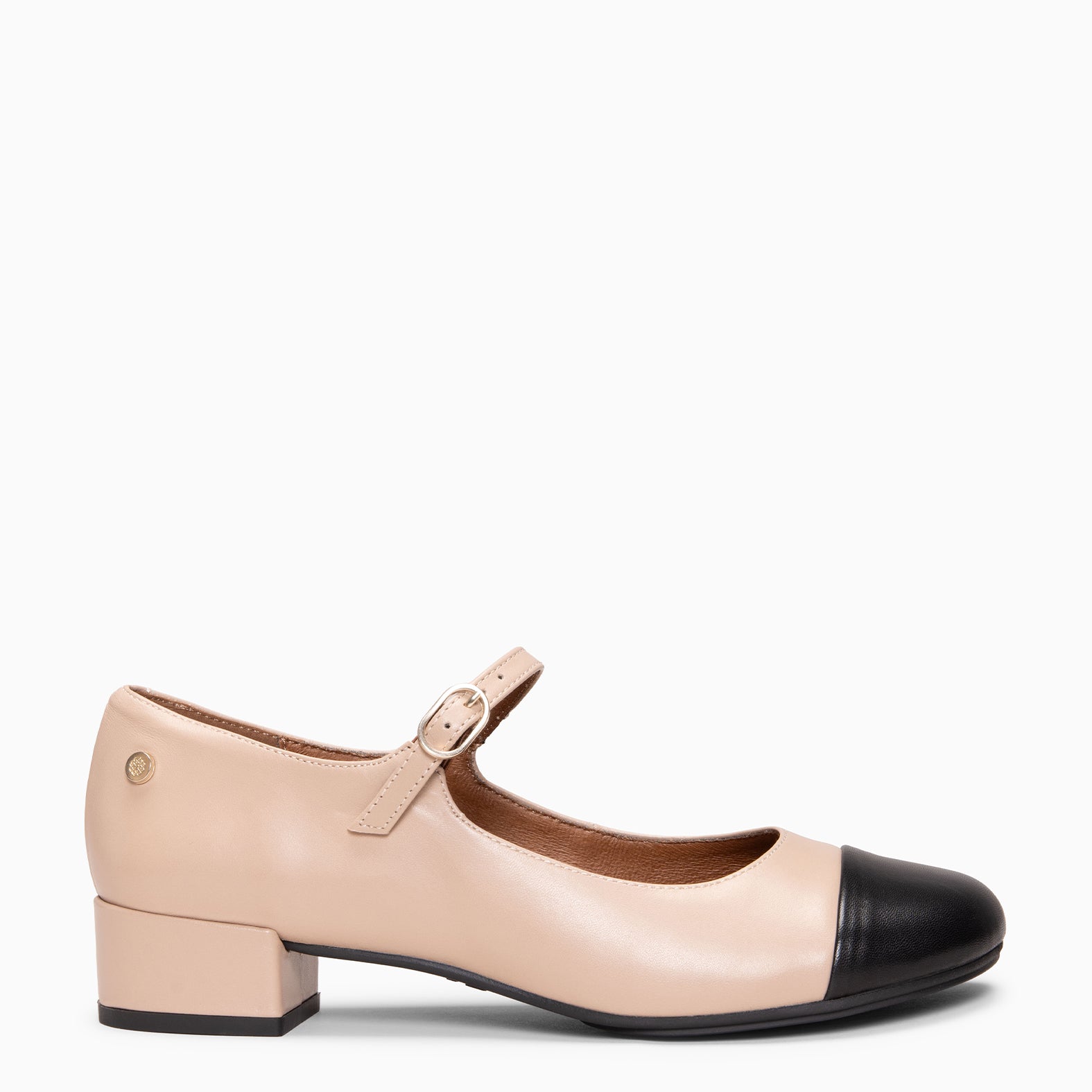 FLORA - NUDE Mary Jane with bicolor leather heel
