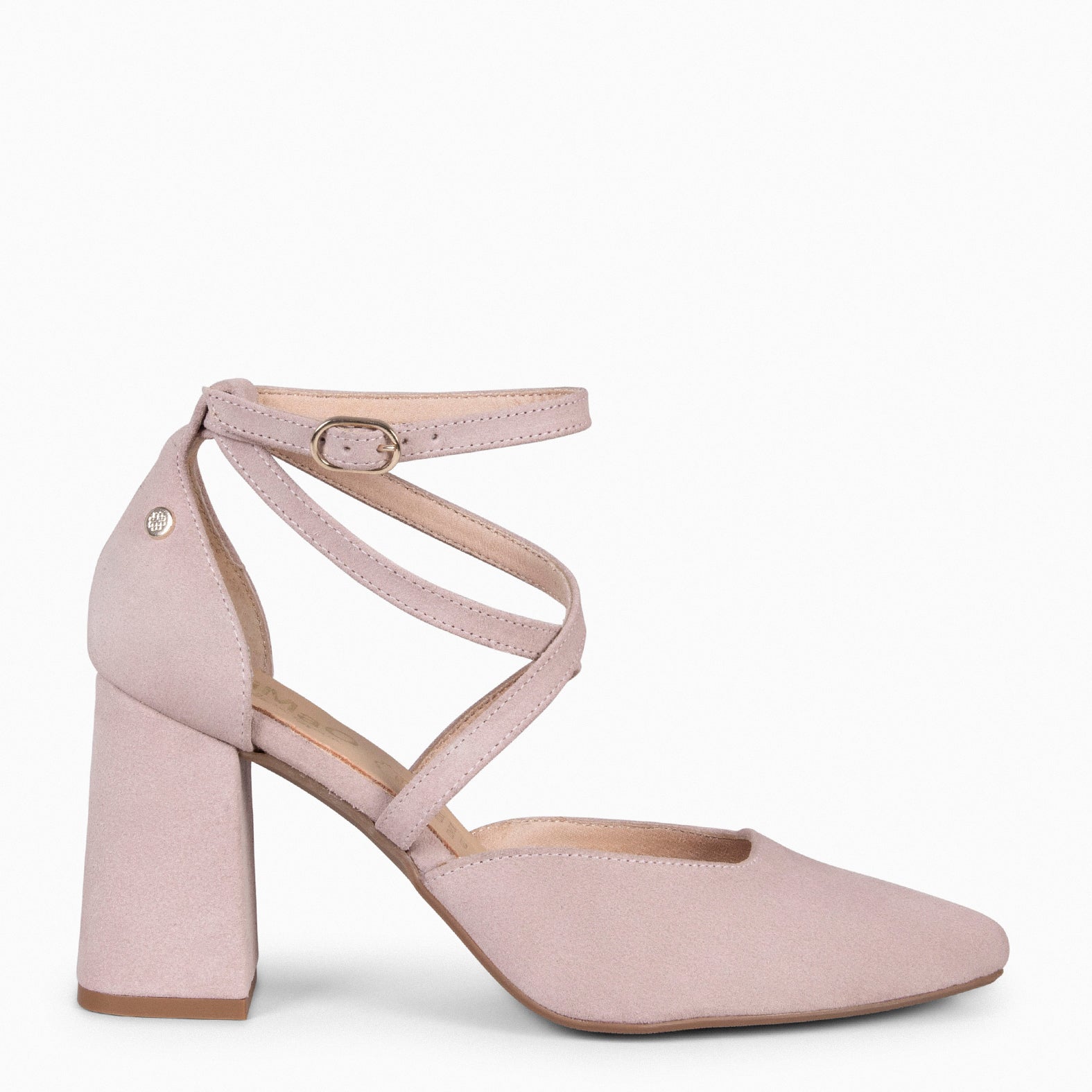 ARIEL – NUDE Wide heel shoe | miMaO ®