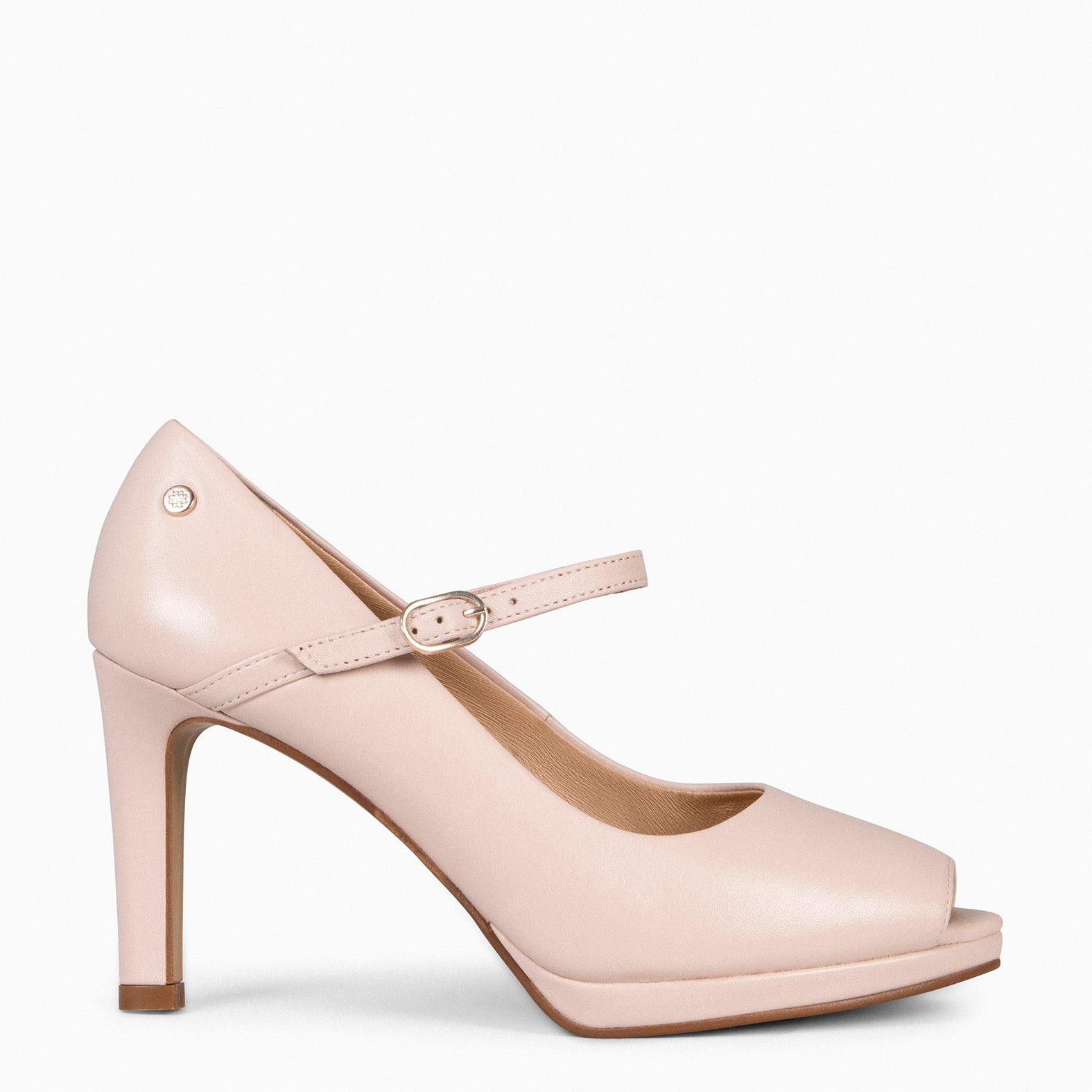 CASSIS – Escarpins à bout ouvert et boucle NUDE