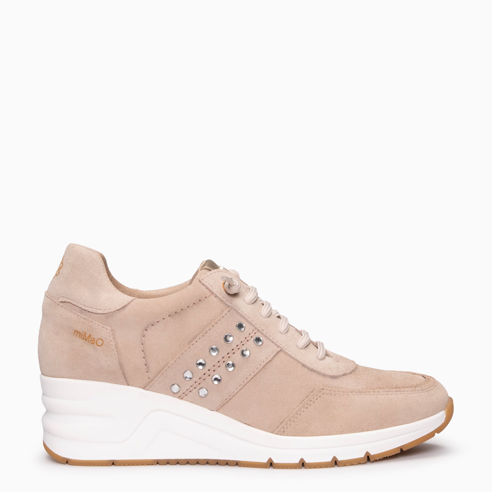 METZ - Baskets à talon compensé en daim ROSÉ