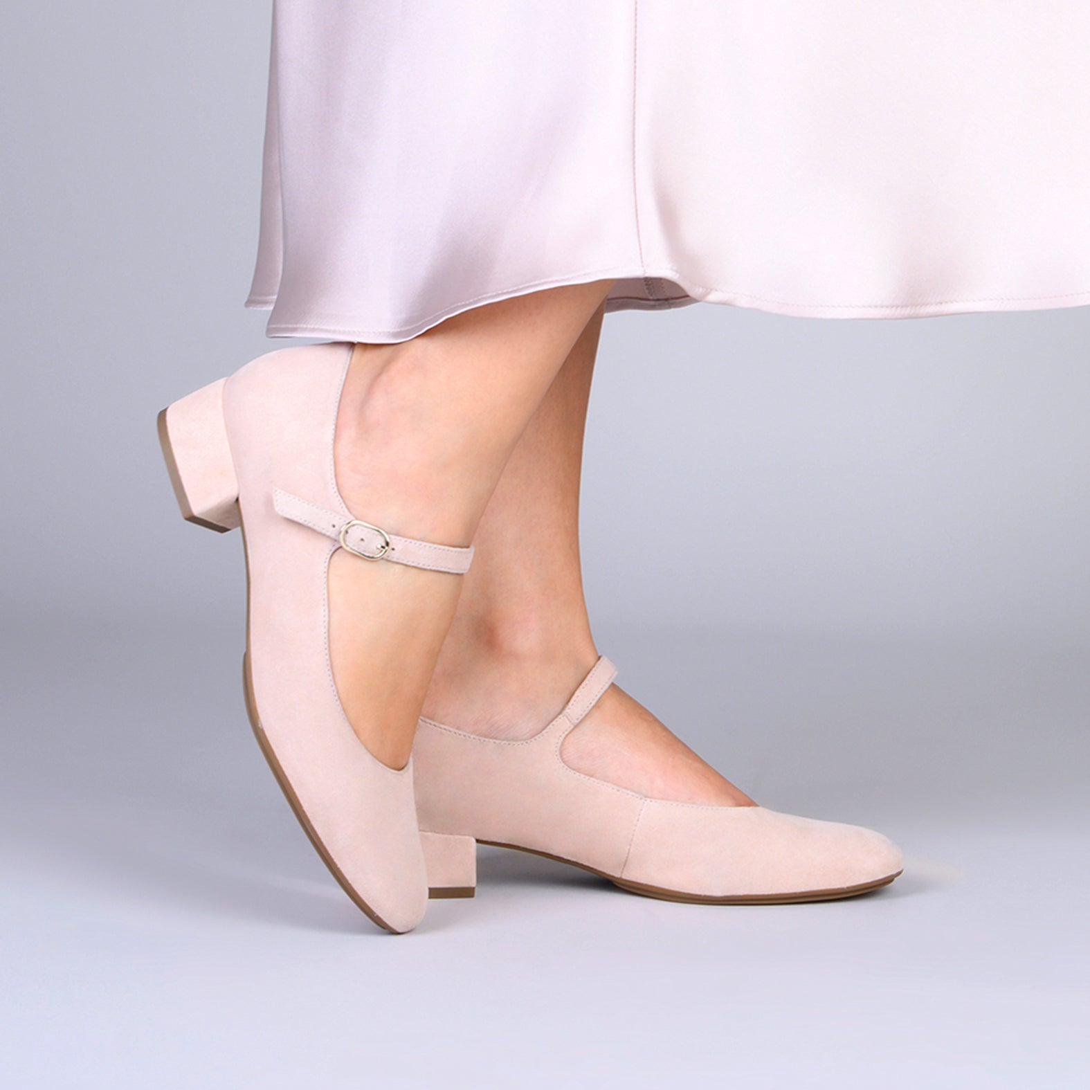 NORA - NUDE Mary-Jane with low heel