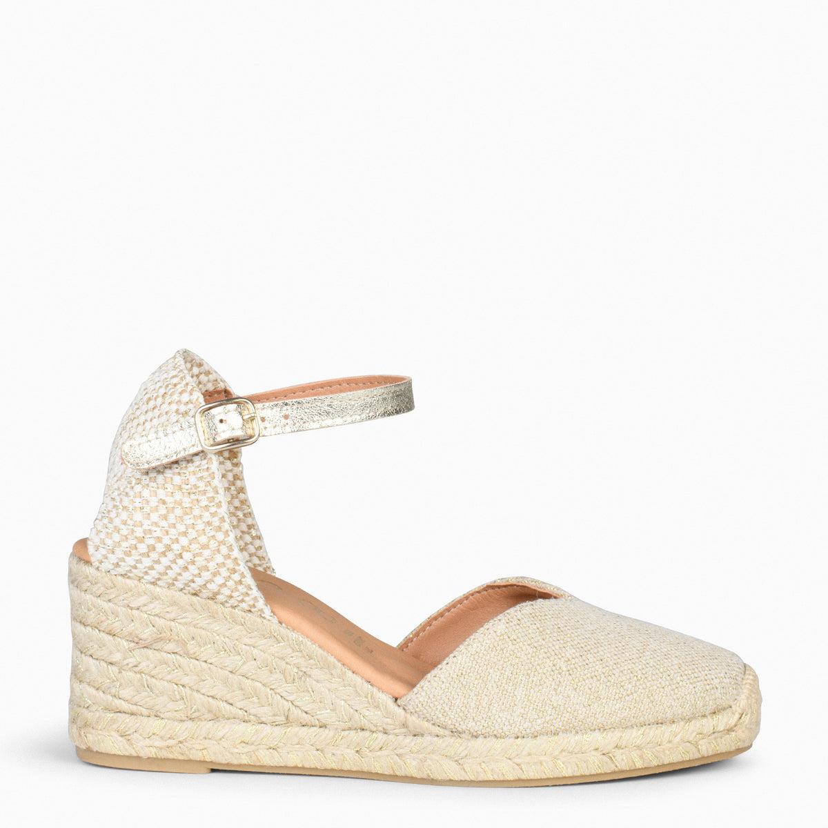 DUNA – Espadrilles en lin métallisé OR
