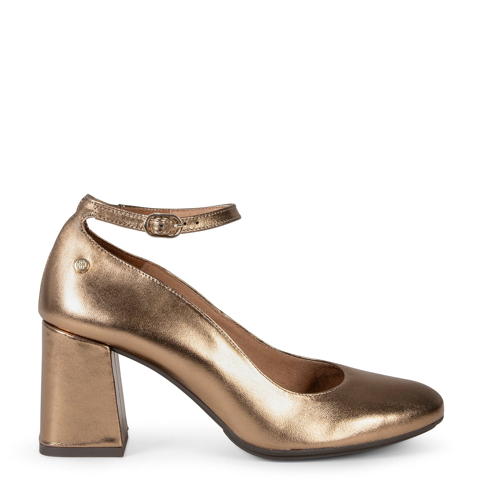 CAROL – GOLD Shoes with strap and heel