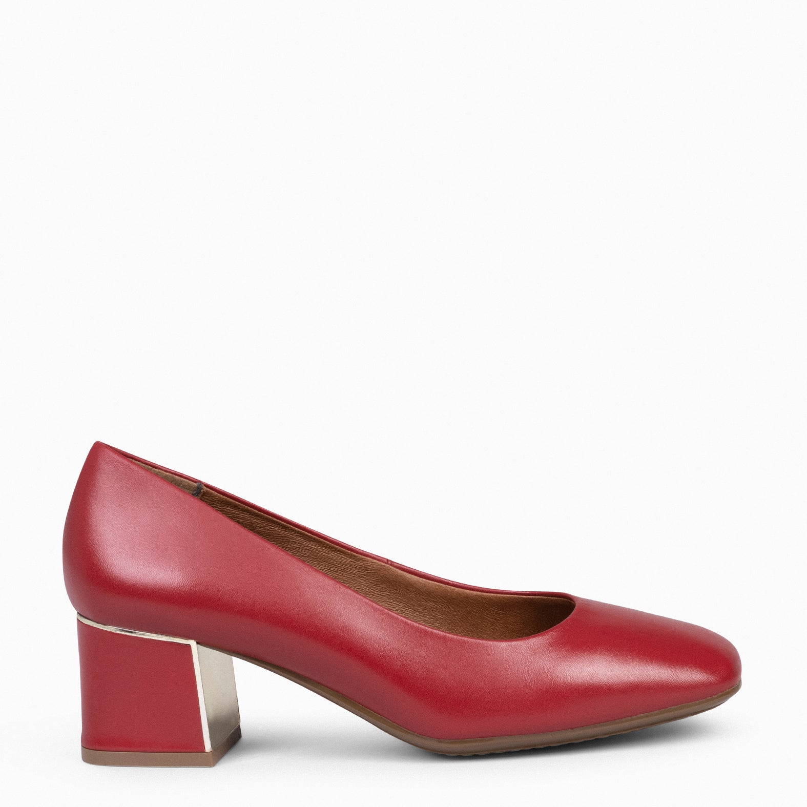 Red mid hot sale heel pumps