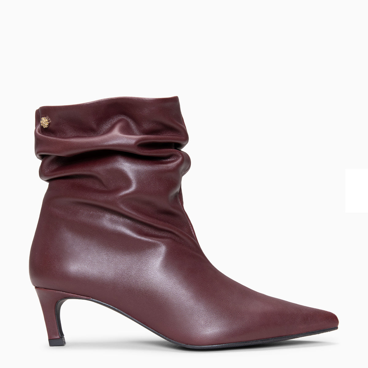 EMMA - Botines plisados de piel BURDEOS