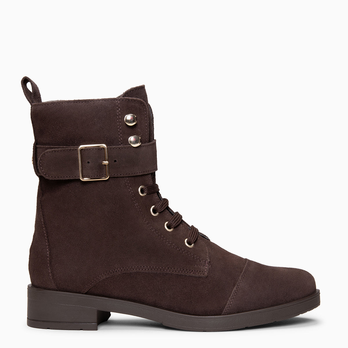 BELFAST - BROWN Suede leather women casual booties