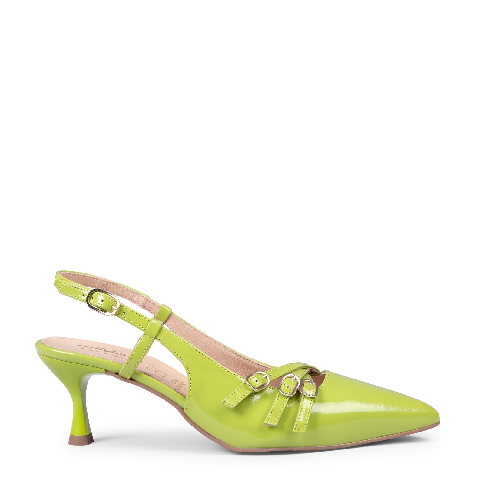 RITA - PISTACHIO GREEN LOW HEELED SLING-BACK