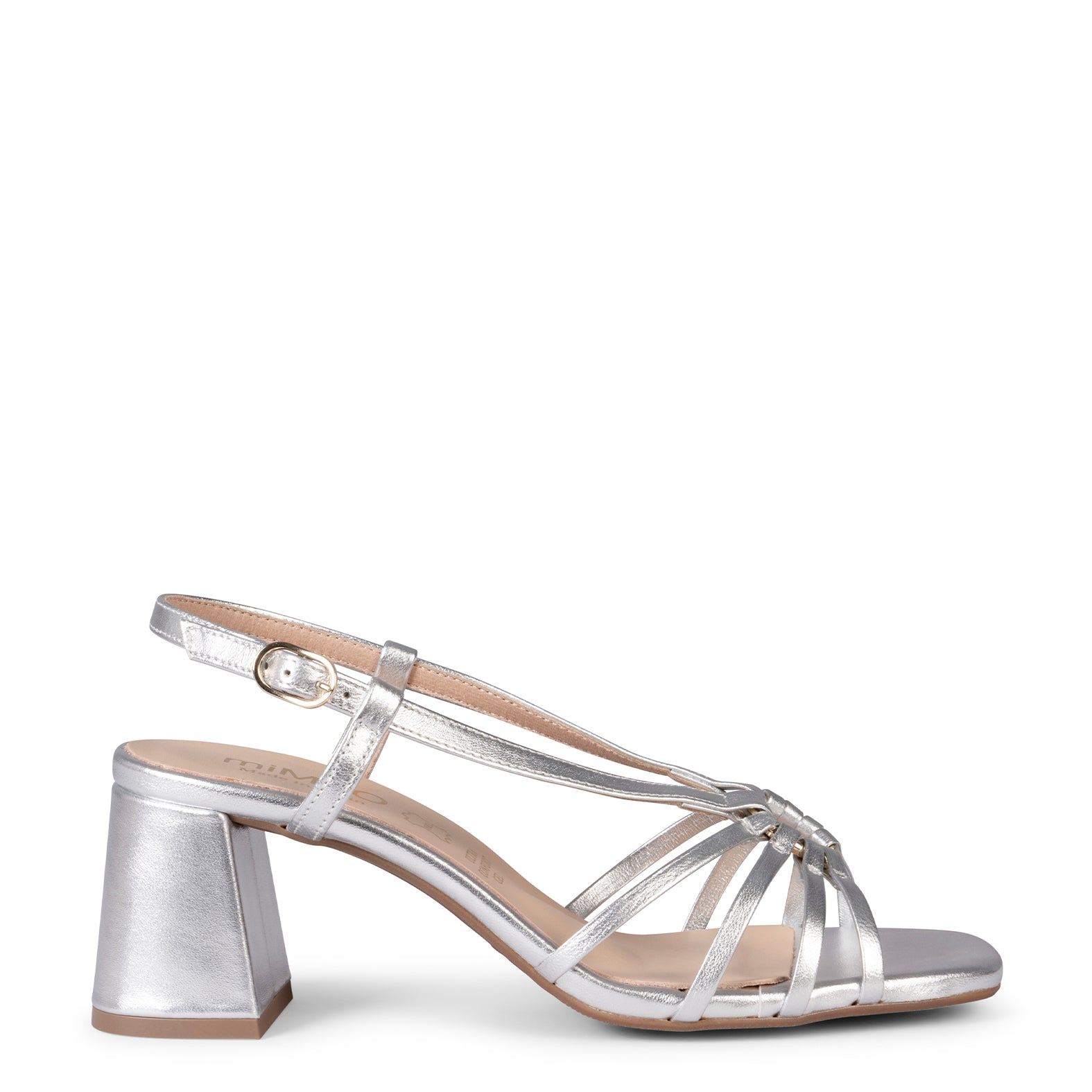 SOLEIL - Sandales à talon en cuir ARGENTÉ