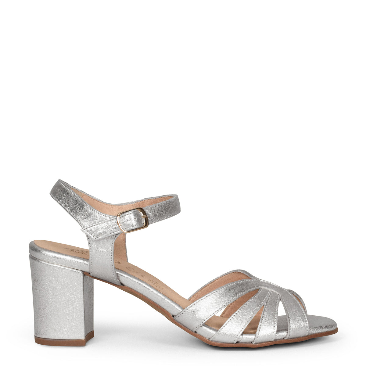 MUSA – Sandalias de Tacón ancho PLATA